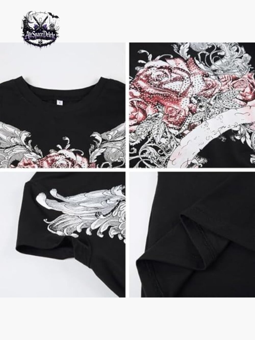Vintage Graphic Tee V-Neck Short Sleeve Crop Top Polyester Regular Fit - Picture 6 of 7